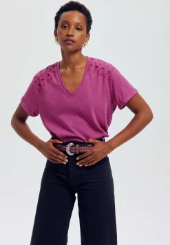 Broderie Anglaise - T-Shirt Imprimé - Cassis