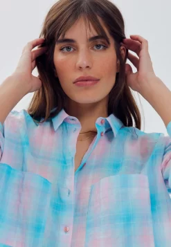 À Carreaux - Chemisier - Carreaux Bleus -Promod 148e8b8521854e448437a84eec1aec5d scaled