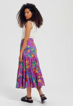 Volantée - Jupe Trapèze - Imprimé Violet -Promod 2f316f6fff06432b83f3ebc7b2fe4233 scaled