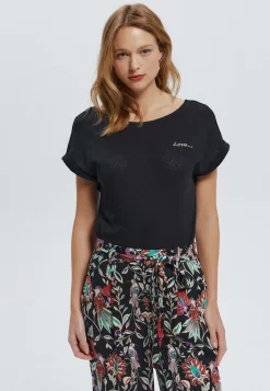 Broderie Love - T-Shirt Imprimé - Noir