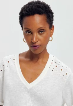 Broderie Anglaise - T-Shirt Imprimé - Ecru -Promod 456d40c3d63548adaa0d34c7b9a2f566