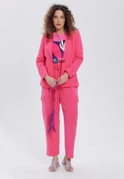 Taille Haute - Pantalon Cargo - Rose