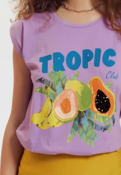 Col Rond - T-Shirt Imprimé - Imprimé Lilas -Promod 7368c4a2af03488d8cf7f0808e15a580 scaled