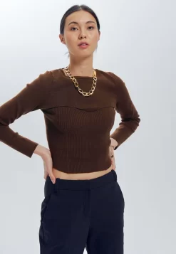 Cropped Cut Out - Pullover - Marron