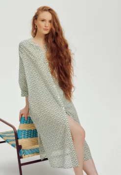 Longue - Robe Chemise - Imprimé Vert Clair -Promod 799aacc81c224513abe01999731e2972 scaled