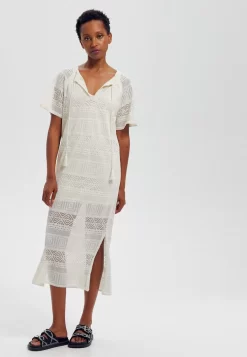 Robe En Maille Dentelle - Robe Pull - Ecru