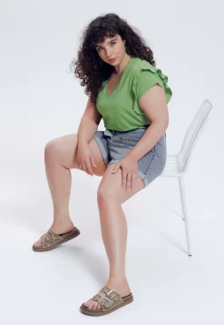 À Manches Volantées - T-Shirt Basique - Turquoise -Promod 99e7294d8083424ea6706859f1166e00 scaled