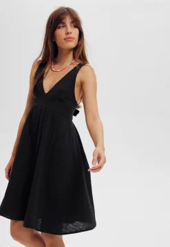 Dos Nu En Gaze De - Robe De Jour - Noir