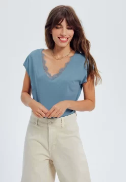 Détail - T-Shirt Basique - Gris Bleu