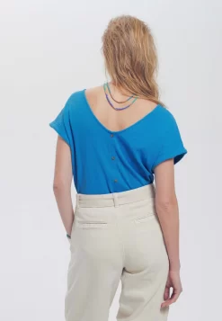 Broderie Love - T-Shirt Imprimé - Bleu Cobalt -Promod aa69c21cfa15462794b942922be424eb scaled