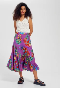 Volantée - Jupe Trapèze - Imprimé Violet