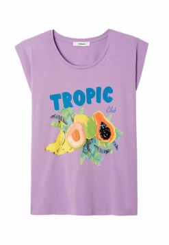 Col Rond - T-Shirt Imprimé - Imprimé Lilas -Promod e4404e44c9e94b629c9ff8bdff7cd3c6 scaled