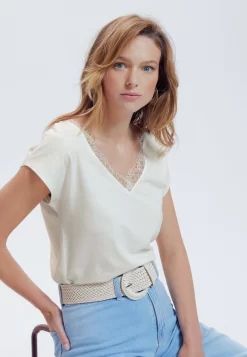 Détail - T-Shirt Basique - Blanc -Promod e922145bd72d4db6bf54eeab26c45158 scaled