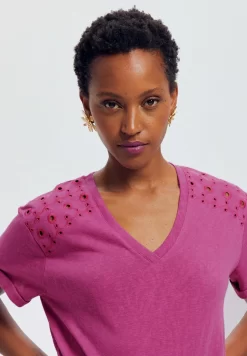 Broderie Anglaise - T-Shirt Imprimé - Cassis -Promod ed528a008fa24704b01944b7cc4a21e6