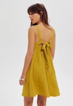 Dos Nu En Gaze De - Robe De Jour - Vert Anis -Promod f4a9cd6aa18941a4a203462516654fb7 scaled