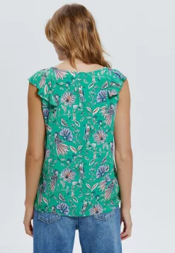 À Volants - Blouse - Imprimé Vert -Promod f5b863b030404518a37818c9ea4548d6 scaled